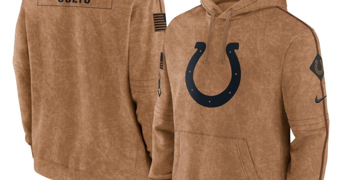 Indianapolis Colts Nike 2023 Salute To Service Club Pullover Hoodie - Brown