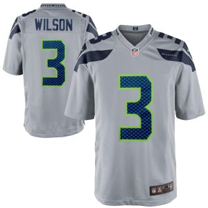Men's Seattle Seahawks Russell Wilson Nike Gray Alternate Game Jersey