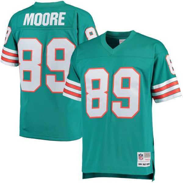 Men's Mitchell & Ness Nat Moore Aqua Miami Dolphins Retired Player Legacy Replica Jersey