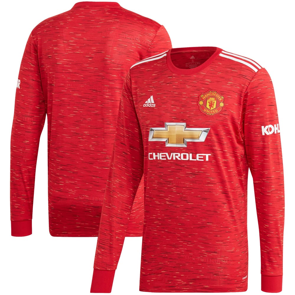 Premier League Manchester United Home Long Sleeve Jersey Shirt 2020-21 for Men