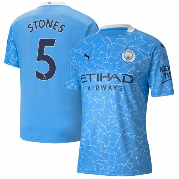 Premier League Manchester City Home Jersey Shirt 2020-21 player Stones 5 printing for Men