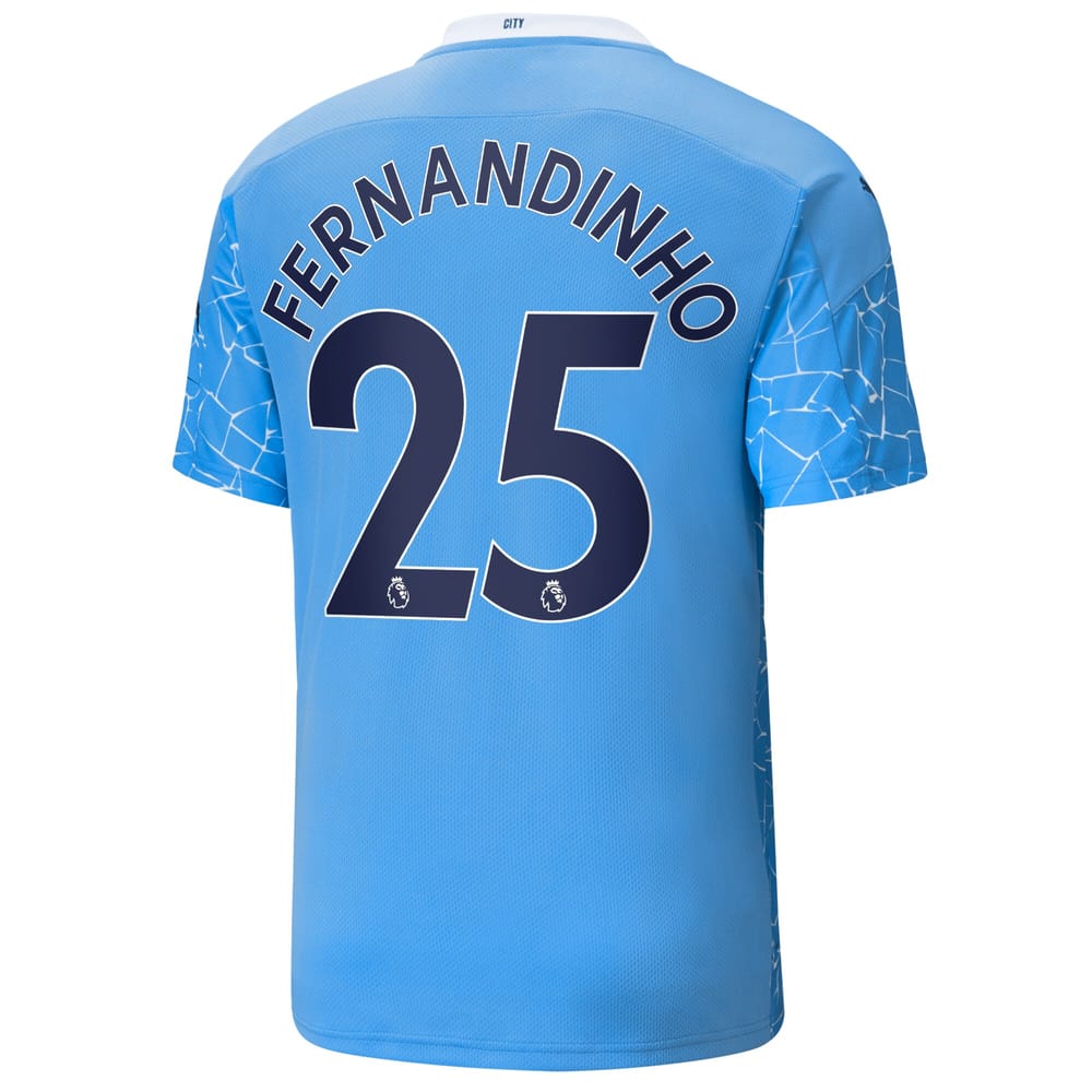 Premier League Manchester City Home Jersey Shirt 2020-21 player Fernandinho 25 printing for Men