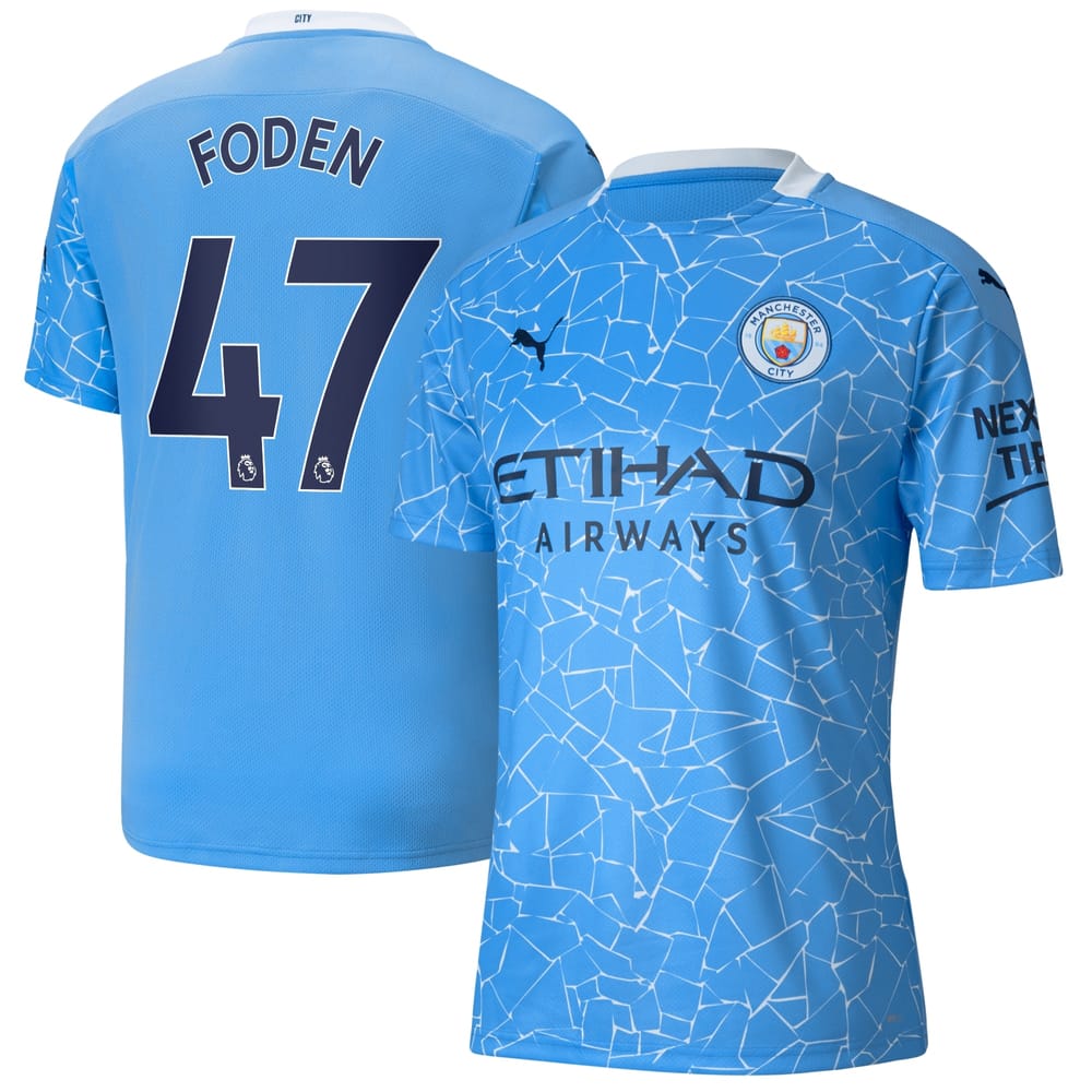 Premier League Manchester City Home Jersey Shirt 2020-21 player Foden 47 printing for Men