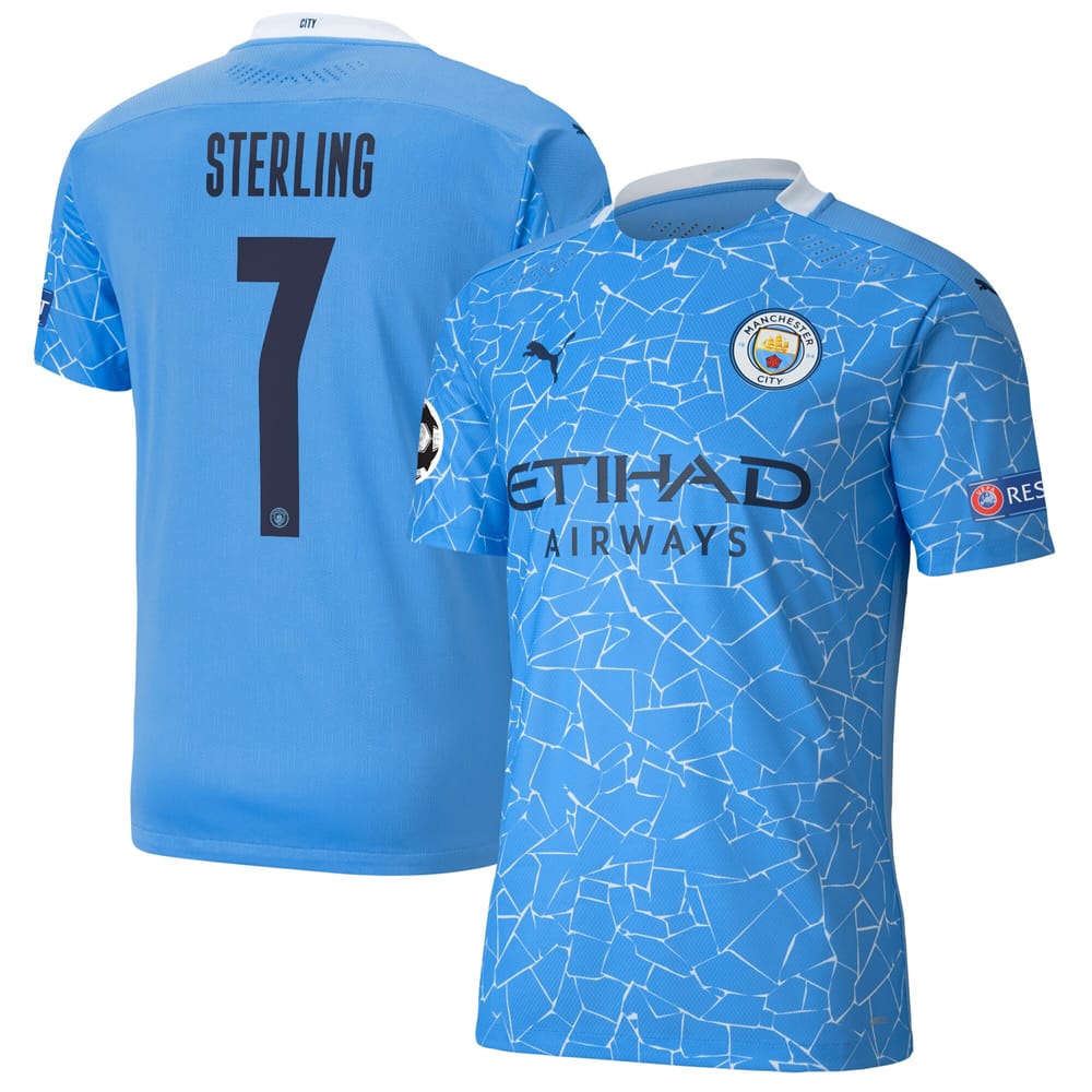 Premier League Manchester City Home Jersey Shirt 2020-21 player Sterling 7 printing for Men
