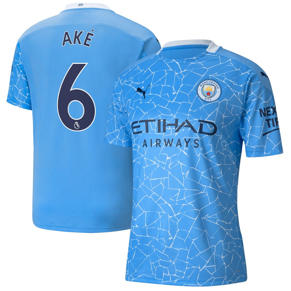 Premier League Manchester City Home Jersey Shirt 2020-21 player Ake 6 printing for Men