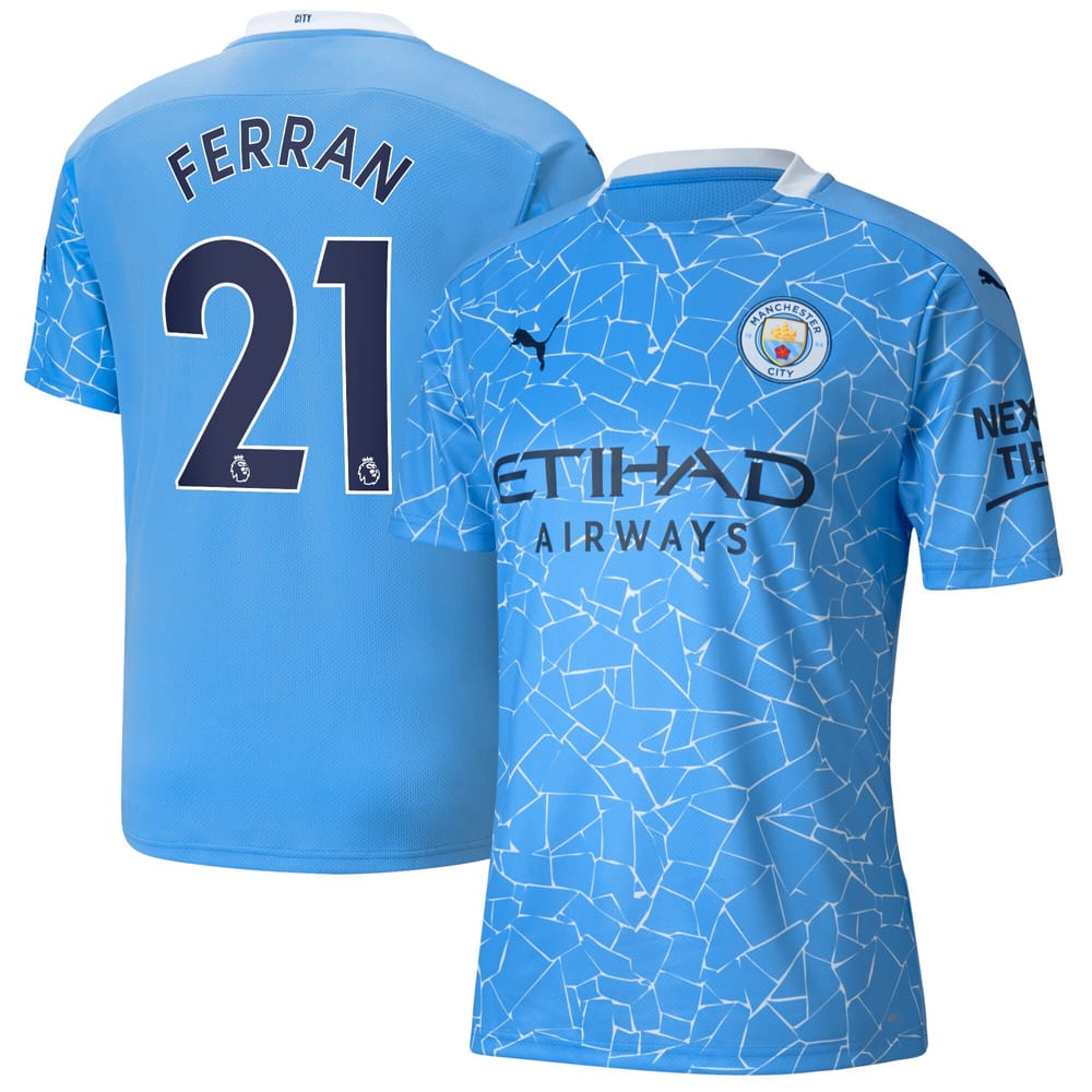 Premier League Manchester City Home Jersey Shirt 2020-21 player Ferran 21 printing for Men