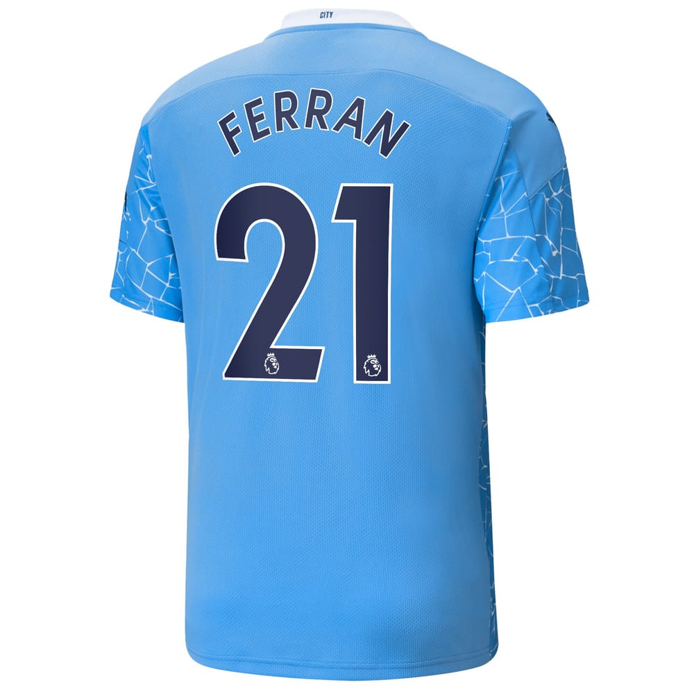 Premier League Manchester City Home Jersey Shirt 2020-21 player Ferran 21 printing for Men