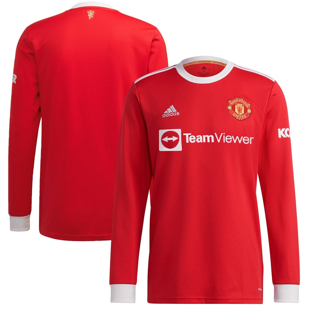 Premier League Manchester United Home Long Sleeve Jersey Shirt 2021-22 for Men