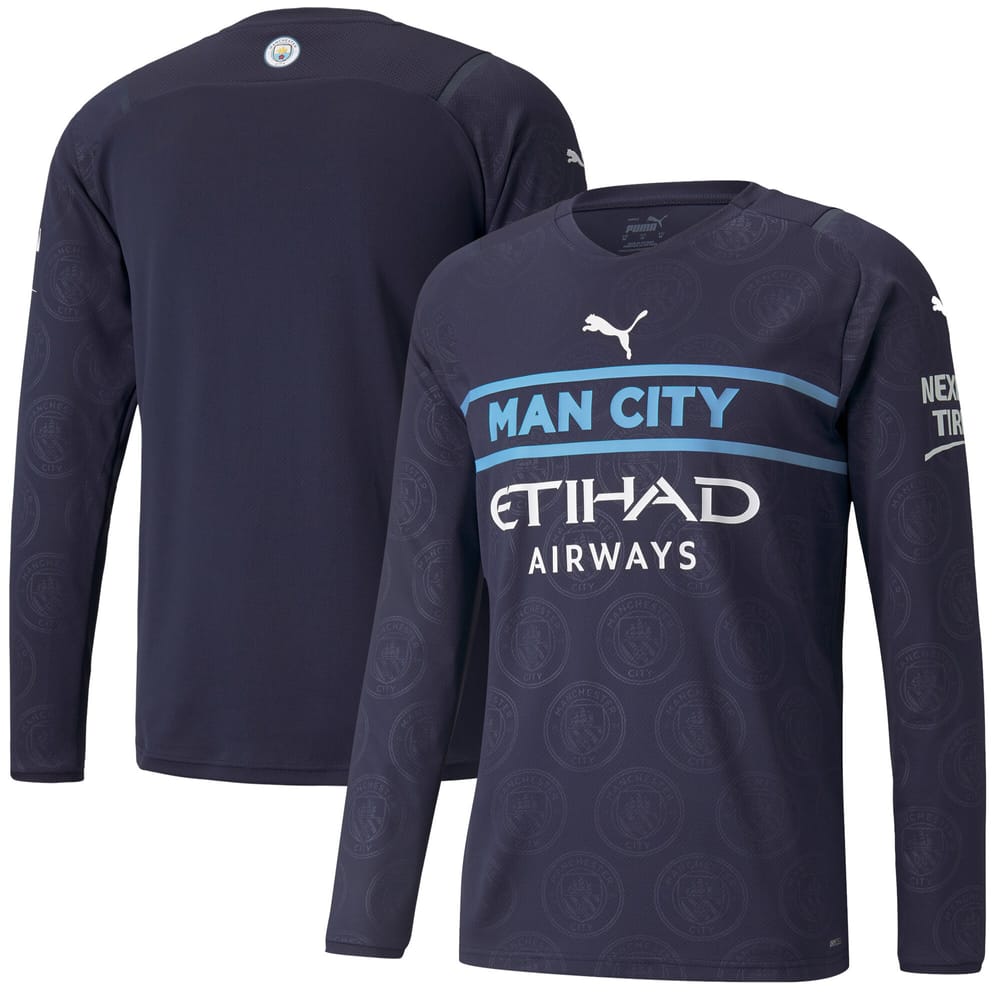 Premier League Manchester City Third Long Sleeve Jersey Shirt 2021-22 for Men