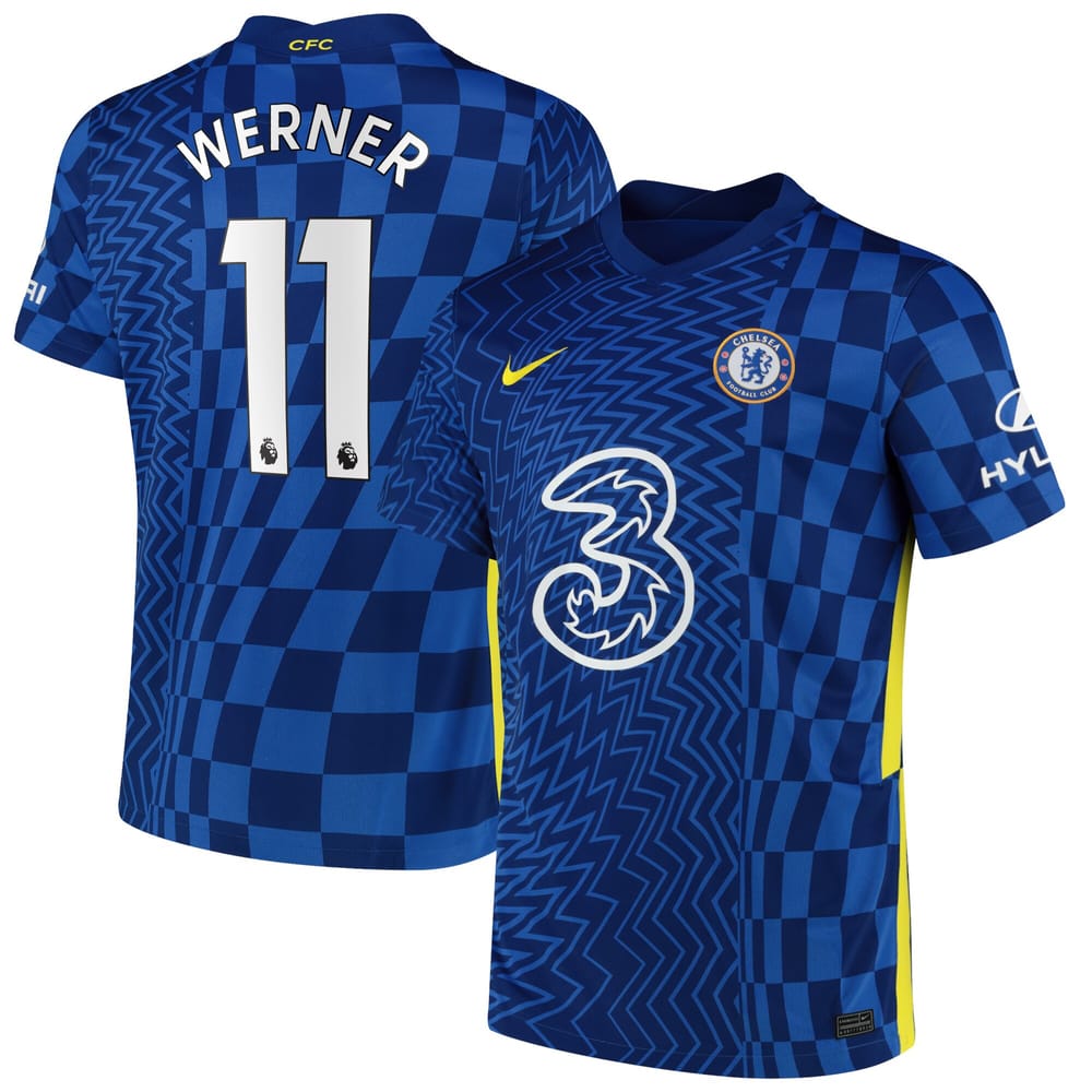 Premier League Chelsea Home Jersey Shirt 2021-22 player Werner 11 printing for Men