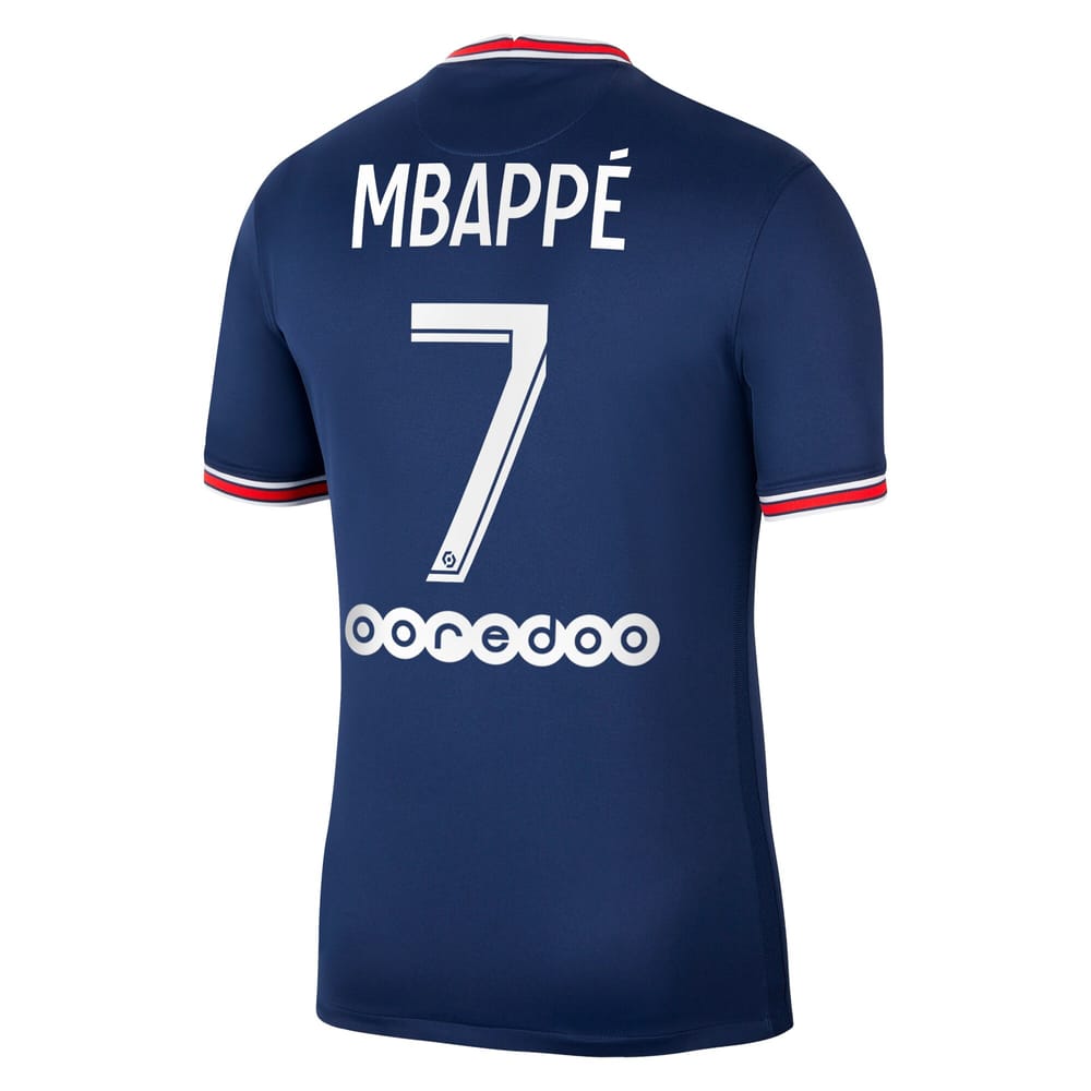 Ligue 1 Paris Saint-Germain Home Jersey Shirt 2021-22 player Mbappé 7 printing for Men