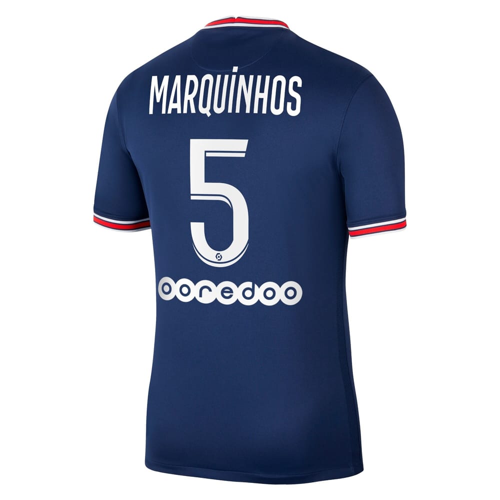 Ligue 1 Paris Saint-Germain Home Jersey Shirt 2021-22 player Marquinhos 5 printing for Men