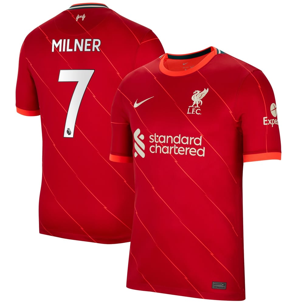Premier League Liverpool Home Jersey Shirt 2021-22 player Milner 7 printing for Men