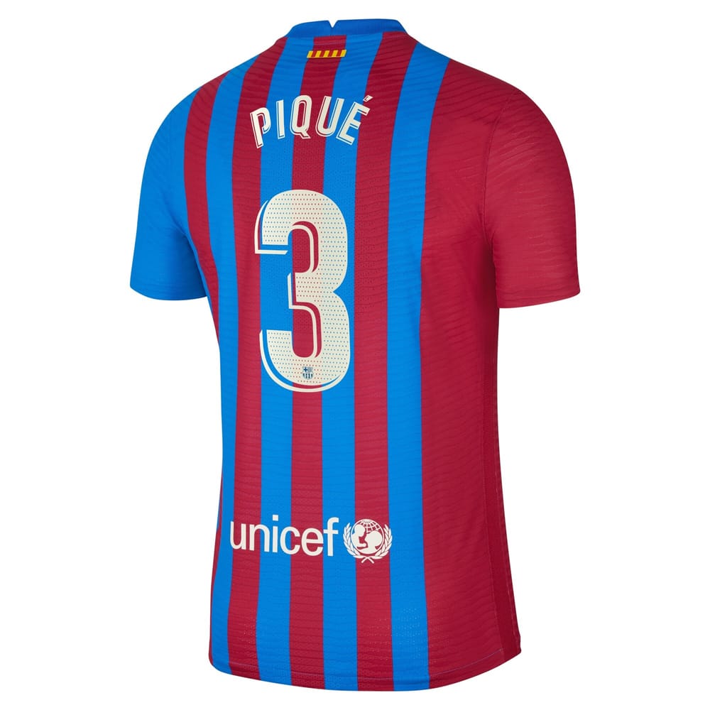 La Liga Barcelona Home Jersey Shirt 2021-22 player Pique 3 printing for Men