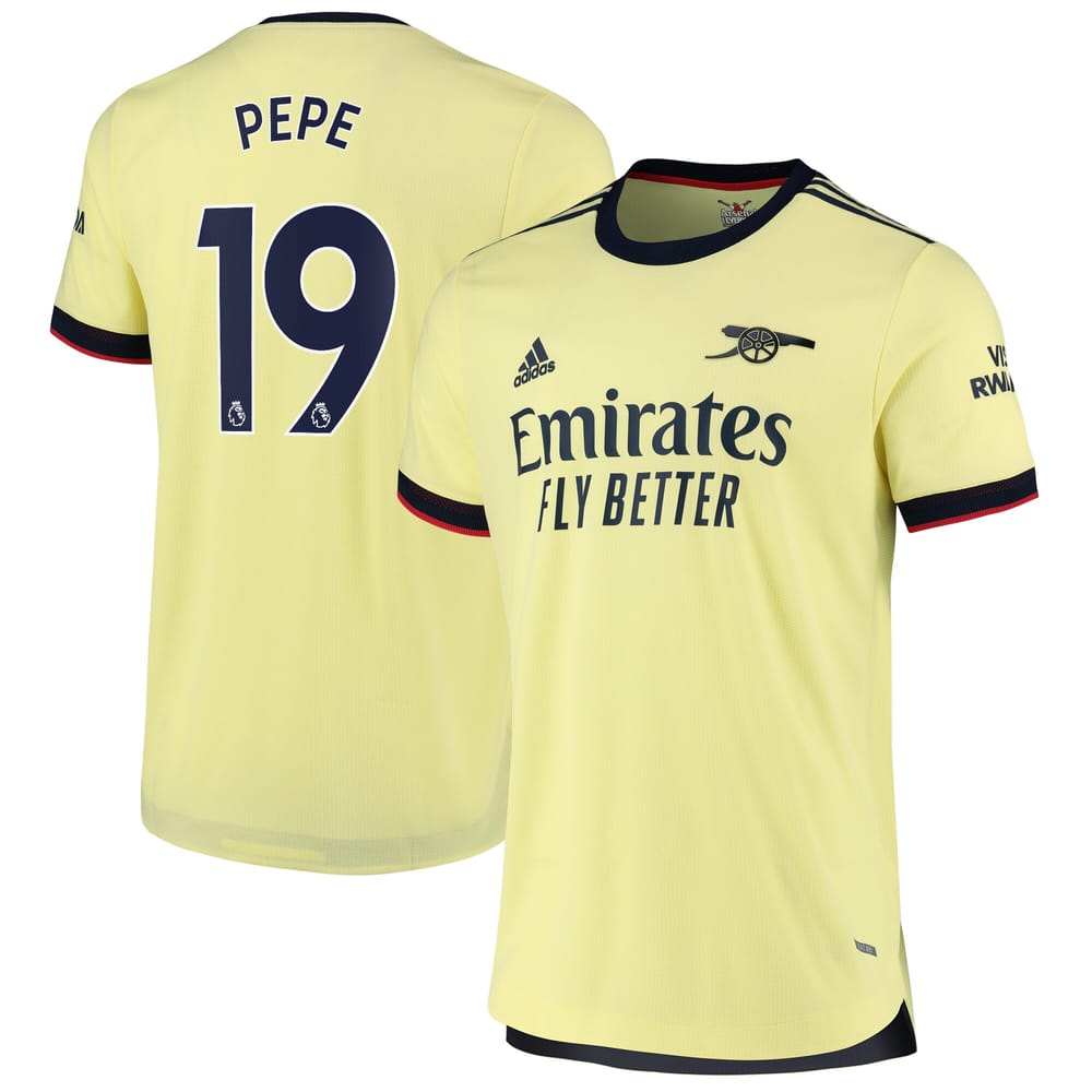 Premier League Arsenal Away Jersey Shirt 2021-22 player Pepe 19 printing for Men