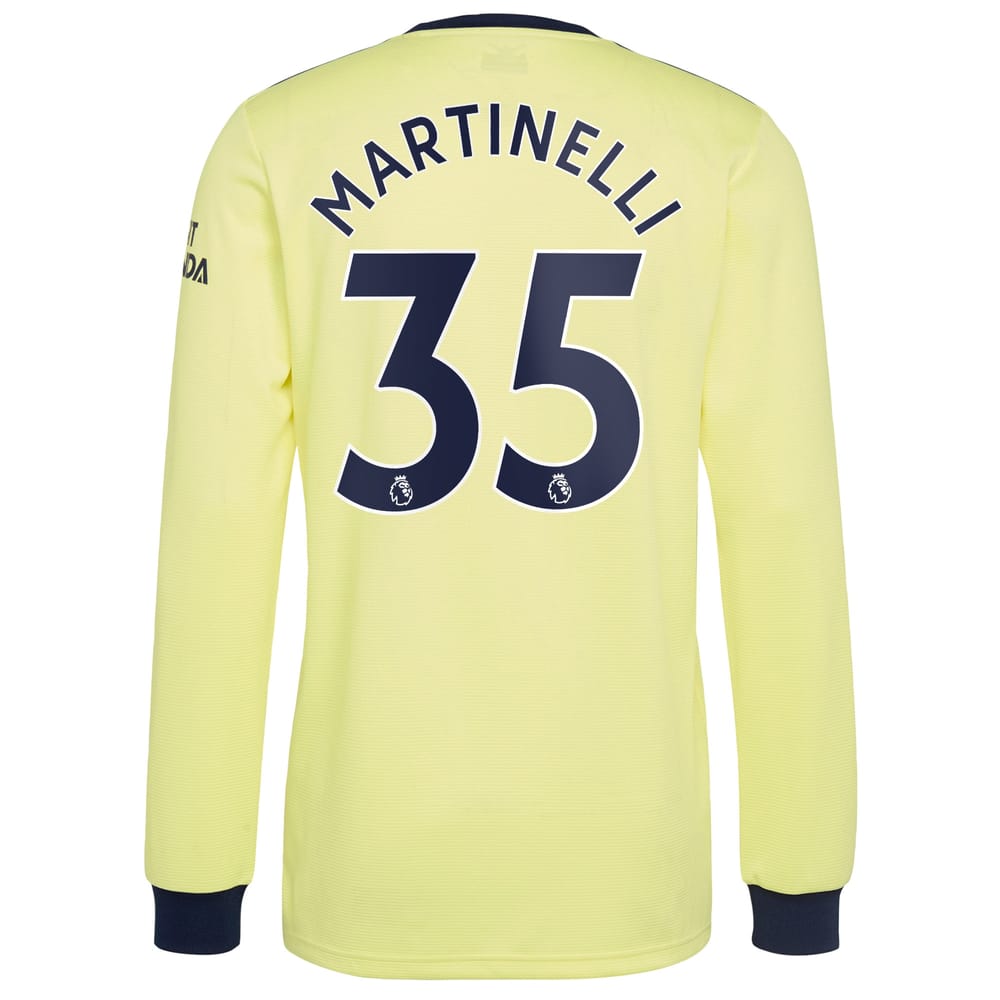 Premier League Arsenal Away Long Sleeve Jersey Shirt 2021-22 player Martinelli 35 printing for Men