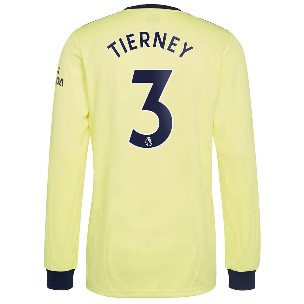 Premier League Arsenal Away Long Sleeve Jersey Shirt 2021-22 player Tierney 3 printing for Men