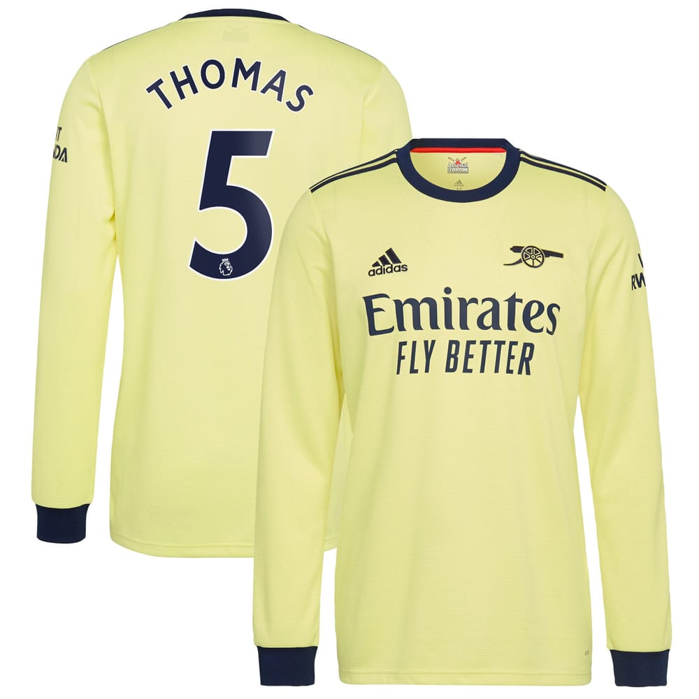 Premier League Arsenal Away Long Sleeve Jersey Shirt 2021-22 player Thomas 5 printing for Men