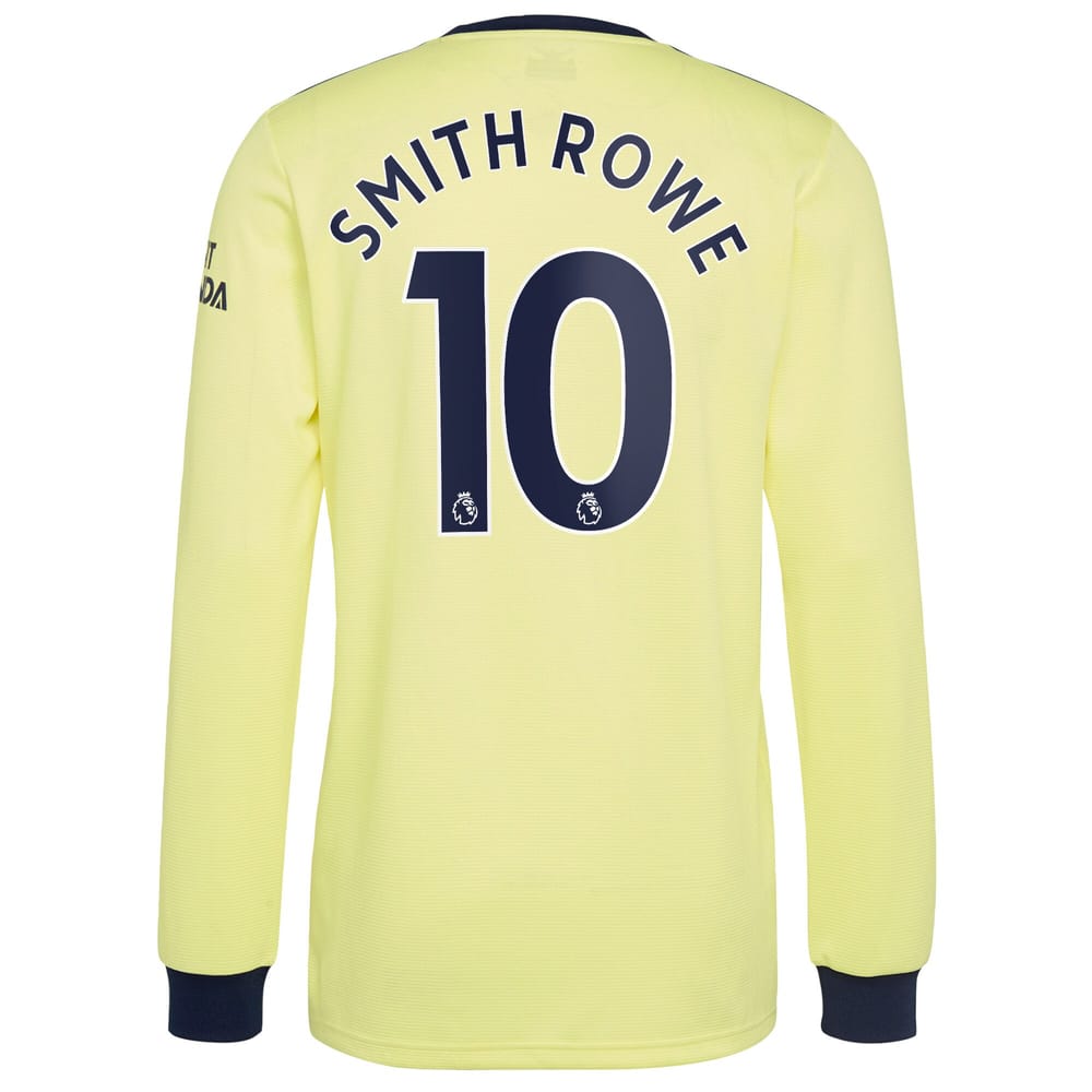 Premier League Arsenal Away Long Sleeve Jersey Shirt 2021-22 player Smith Rowe 10 printing for Men