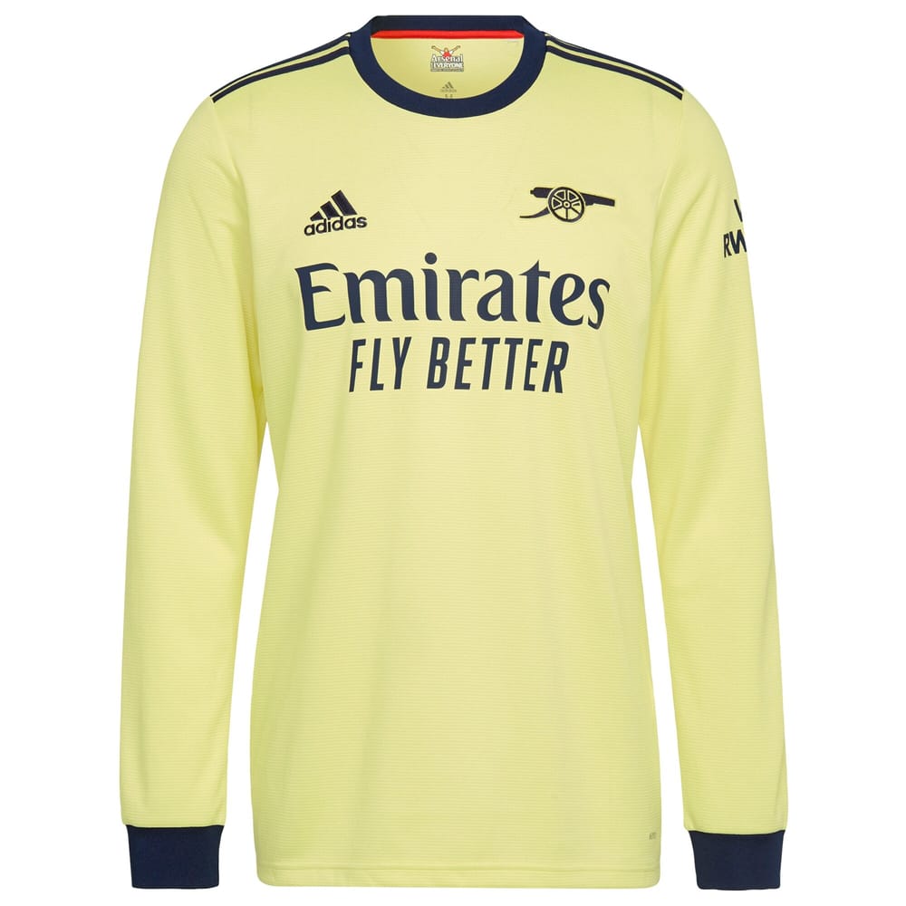 Premier League Arsenal Away Long Sleeve Jersey Shirt 2021-22 player Pepe 19 printing for Men
