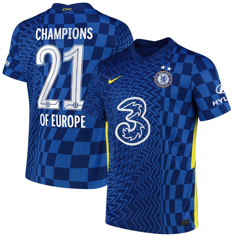 Premier League Chelsea Home Jersey Shirt 2021-22 player Champions of Europe 21 printing for Men