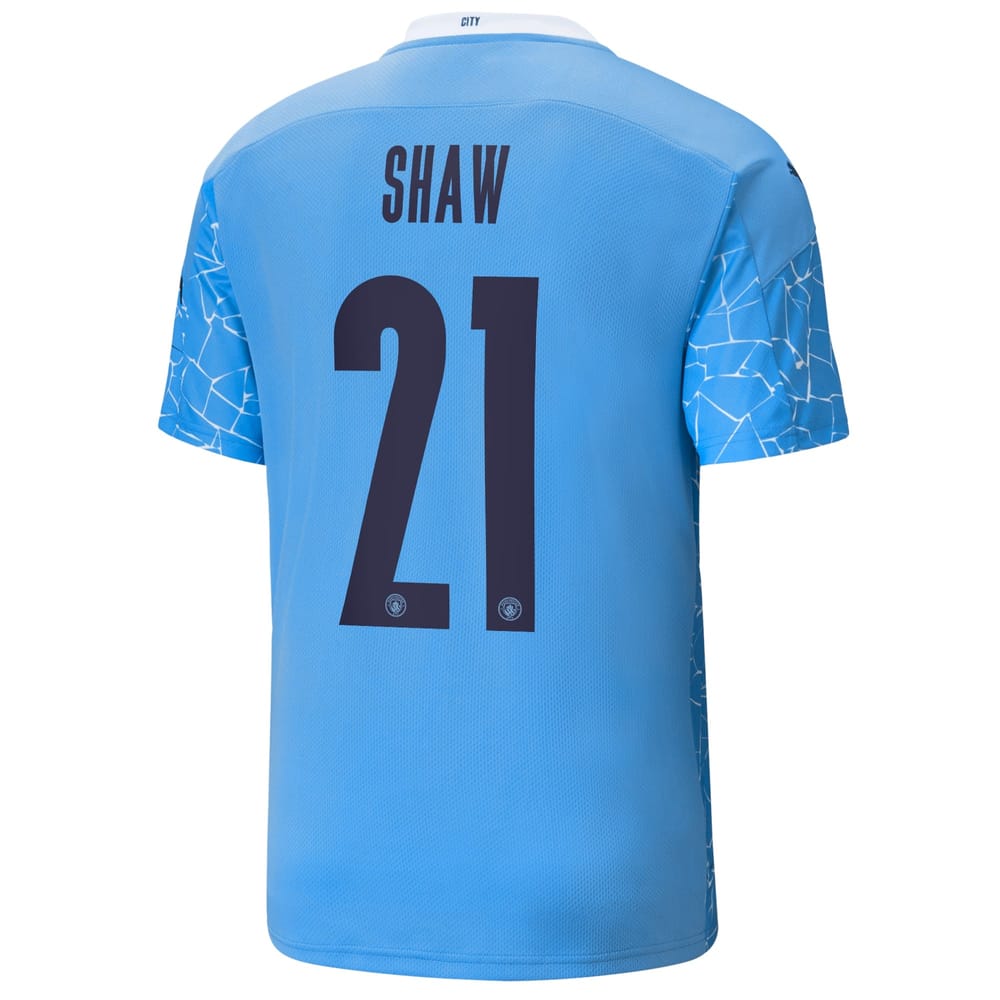 Premier League Manchester City Home Jersey Shirt 2020-21 player Shaw 21 printing for Men