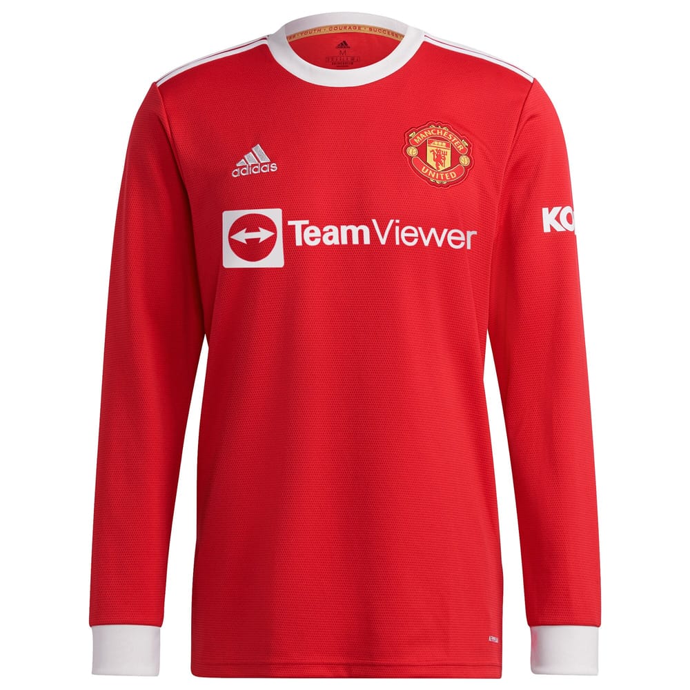 Premier League Manchester United Home Long Sleeve Jersey Shirt 2021-22 player Maguire 5 printing for Men