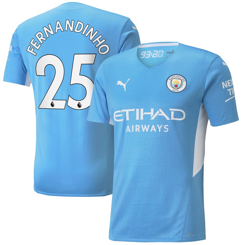 Premier League Manchester City Home Jersey Shirt 2021-22 player Fernandinho 25 printing for Men