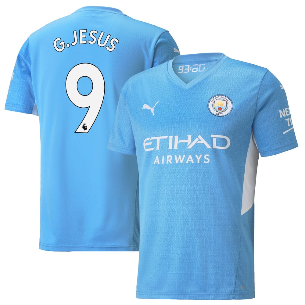 Premier League Manchester City Home Jersey Shirt 2021-22 player G.Jesus 9 printing for Men