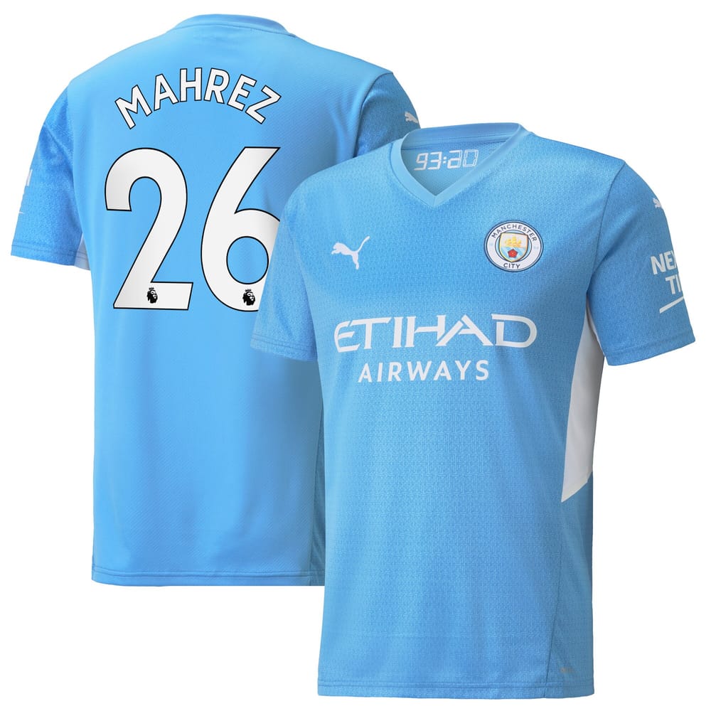 Premier League Manchester City Home Jersey Shirt 2021-22 player Mahrez 26 printing for Men