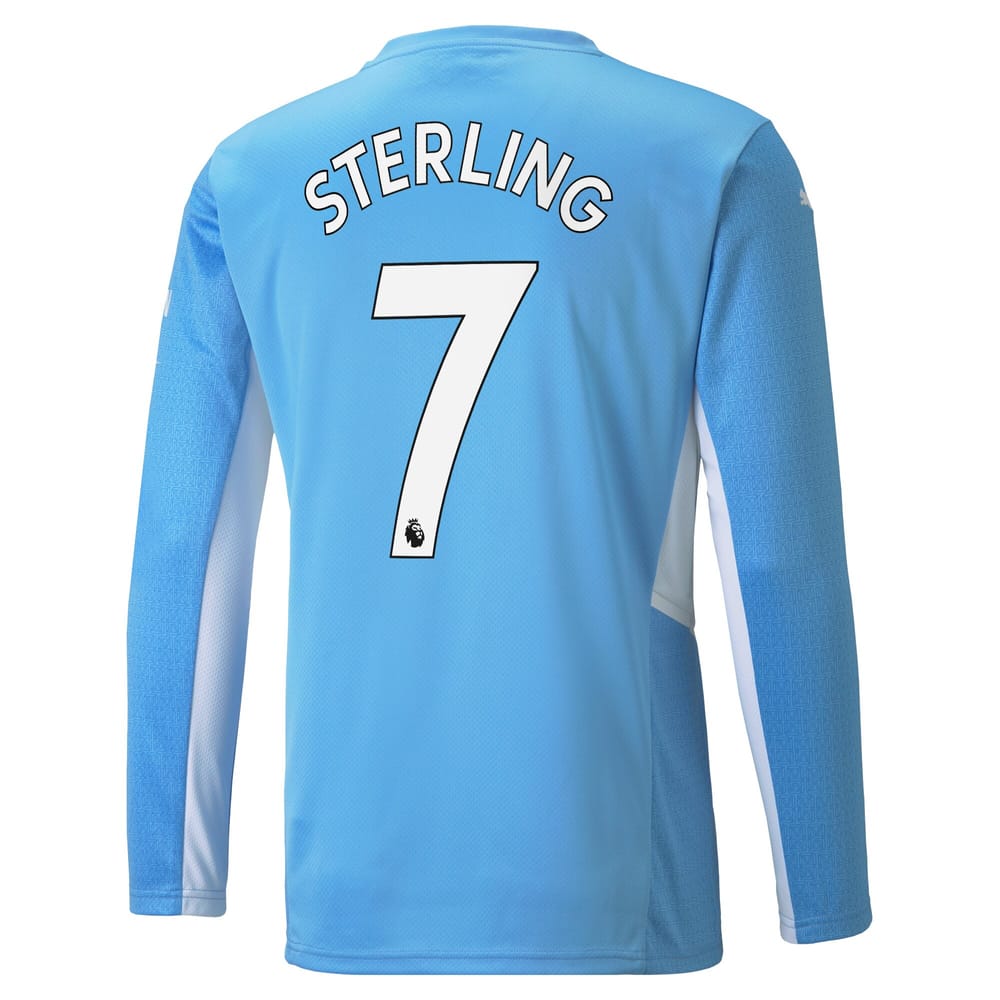 Premier League Manchester City Home Long Sleeve Jersey Shirt 2021-22 player Sterling 7 printing for Men