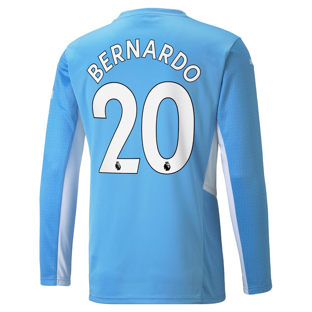 Premier League Manchester City Home Long Sleeve Jersey Shirt 2021-22 player Bernardo 20 printing for Men