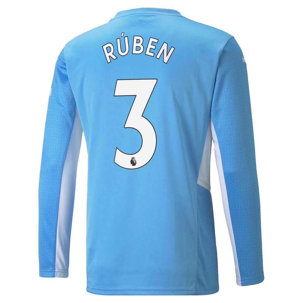 Premier League Manchester City Home Long Sleeve Jersey Shirt 2021-22 player Rúben 3 printing for Men