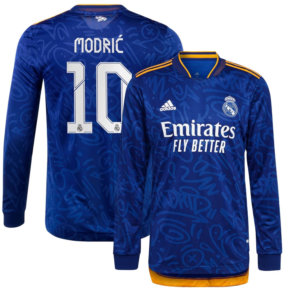 La Liga Real Madrid Away Long Sleeve Jersey Shirt 2021-22 player Modric 10 printing for Men