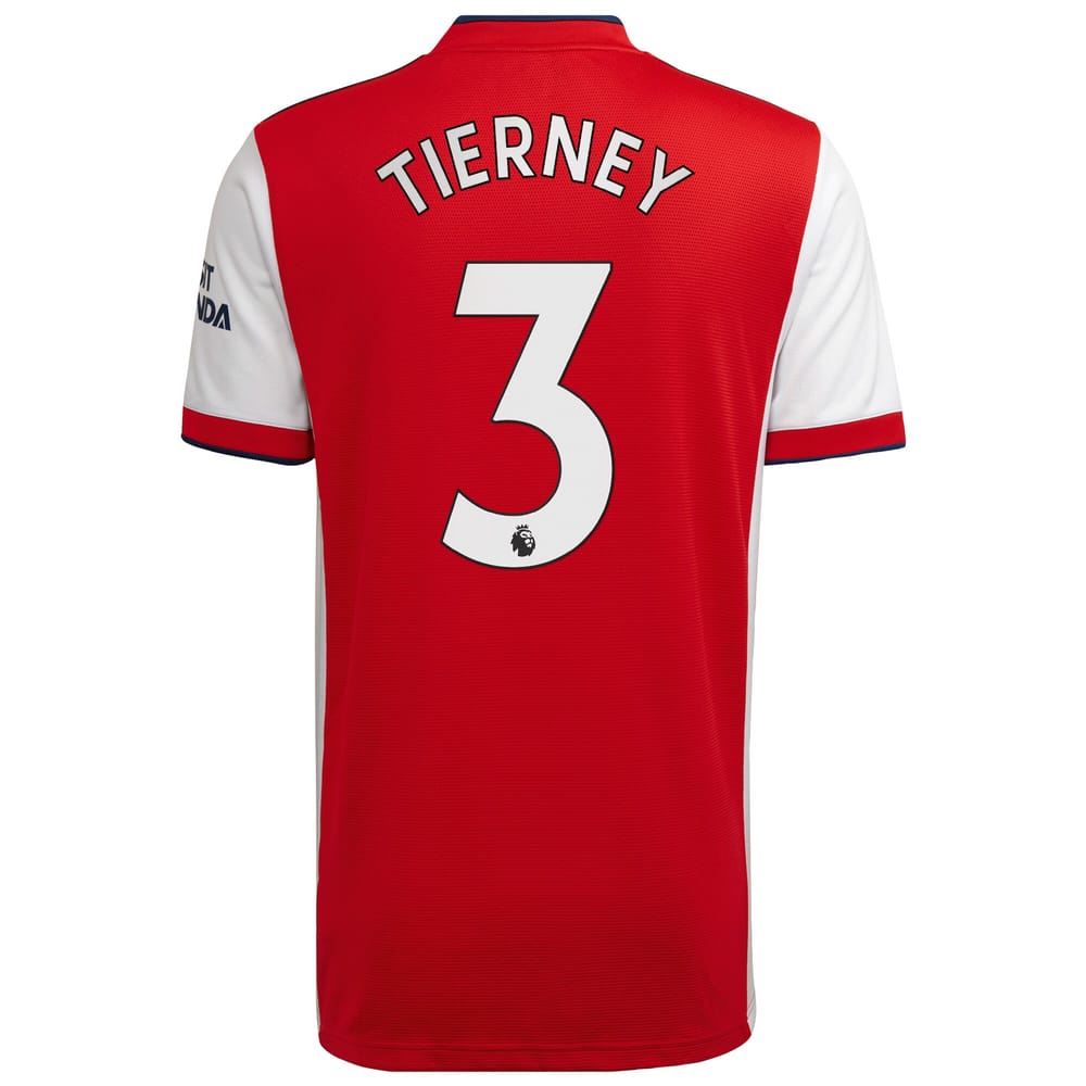 Premier League Arsenal Home Jersey Shirt 2021-22 player Tierney 3 printing for Men
