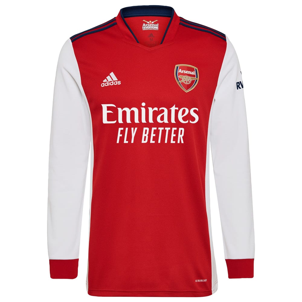 Premier League Arsenal Home Long Sleeve Jersey Shirt 2021-22 player Pepe 19 printing for Men