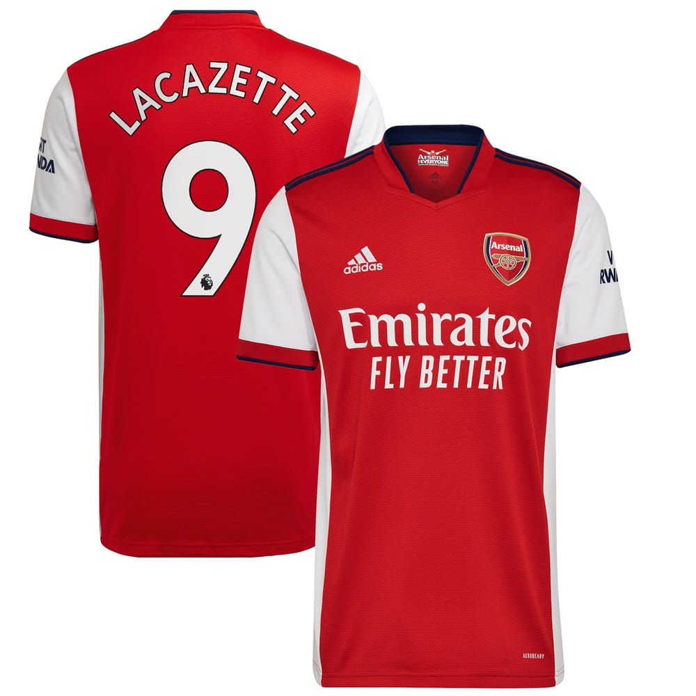 Premier League Arsenal Home Jersey Shirt 2021-22 player Lacazette 9 printing for Men