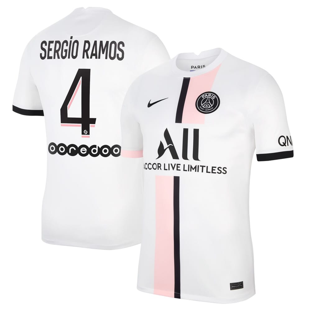 Ligue 1 Paris Saint-Germain Away Jersey Shirt 2021-22 player Sergio Ramos 4 printing for Men