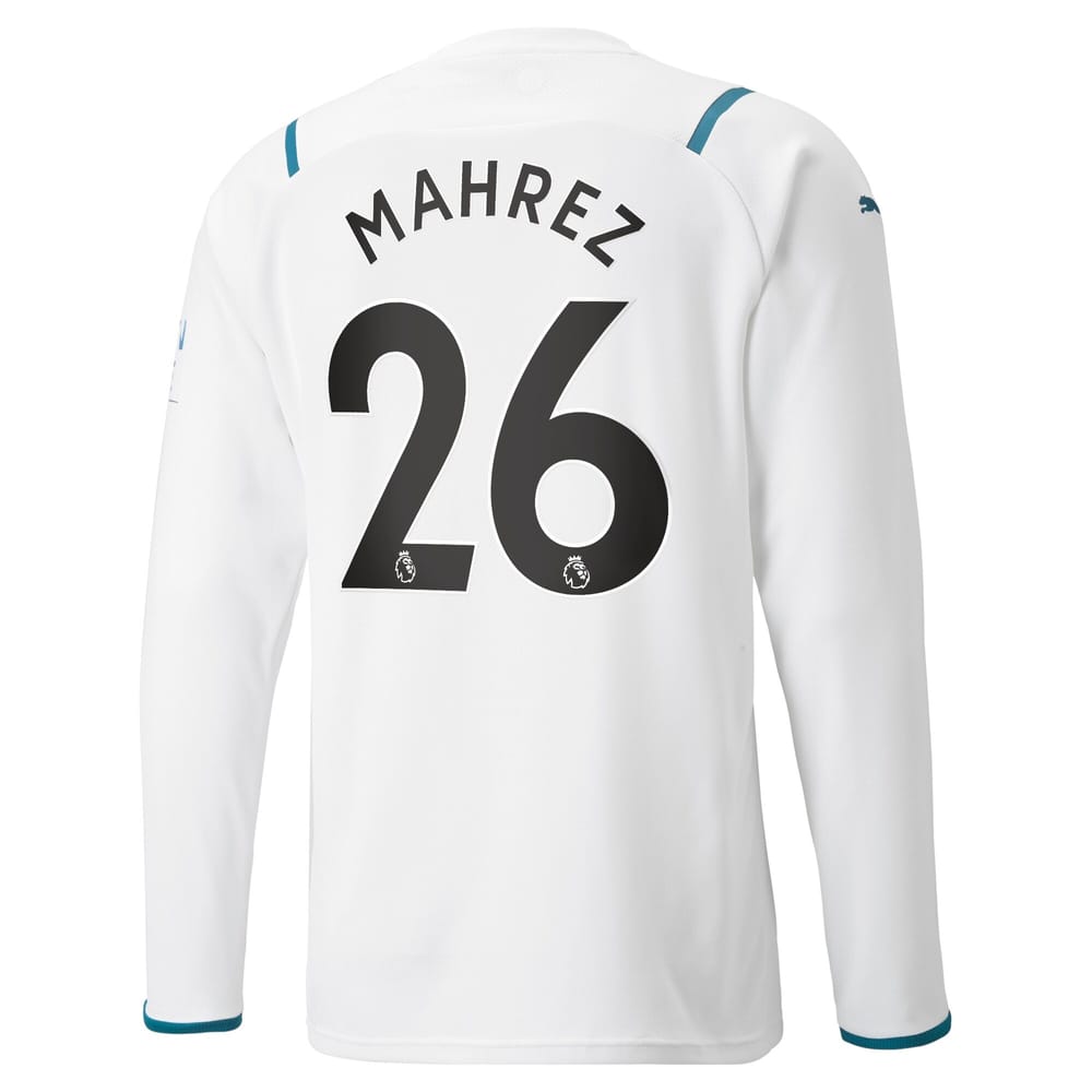 Premier League Manchester City Away Long Sleeve Jersey Shirt 2021-22 player Mahrez 26 printing for Men