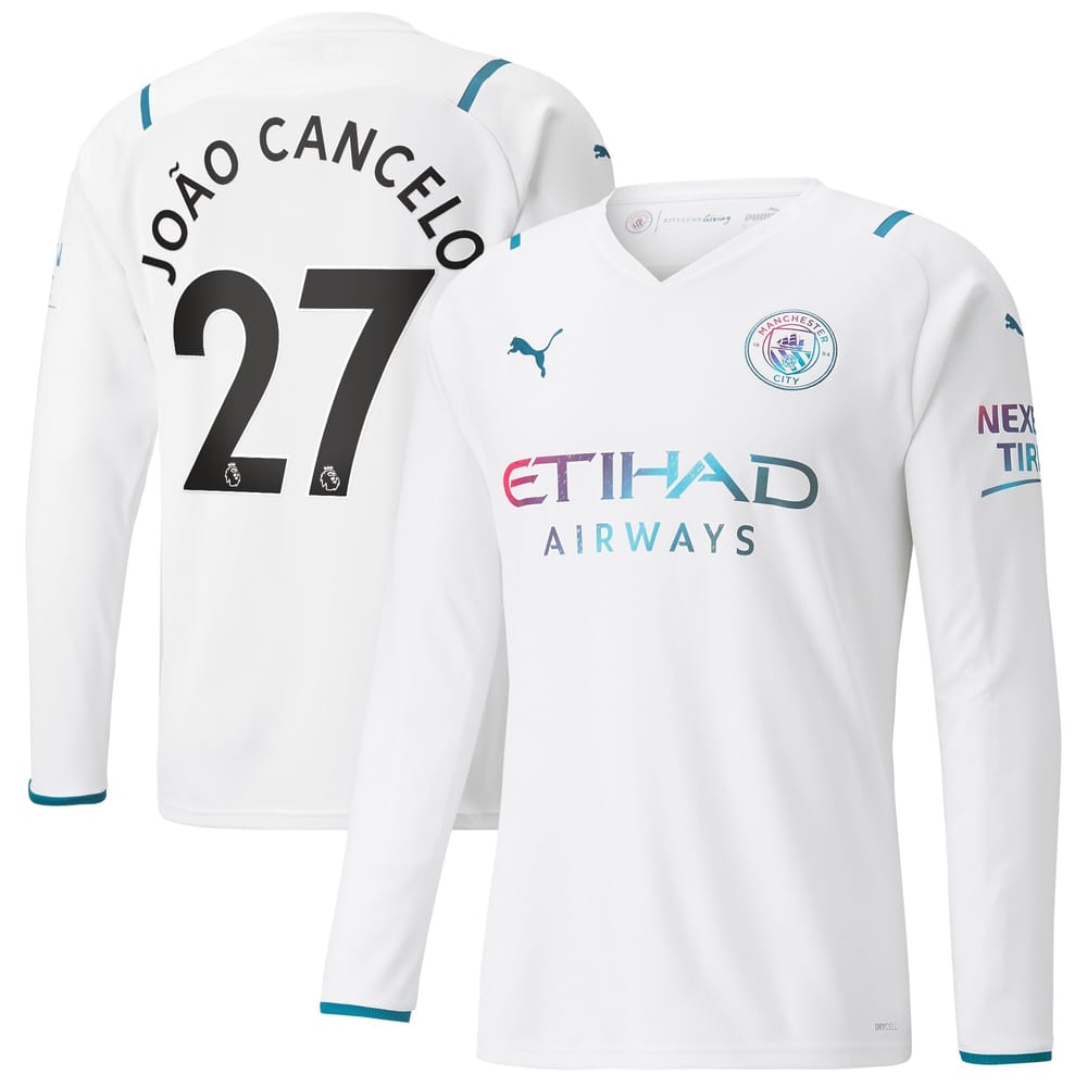 Premier League Manchester City Away Long Sleeve Jersey Shirt 2021-22 player João Cancelo 27 printing for Men