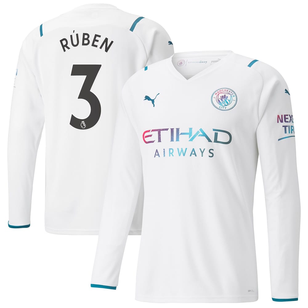 Premier League Manchester City Away Long Sleeve Jersey Shirt 2021-22 player Rúben 3 printing for Men