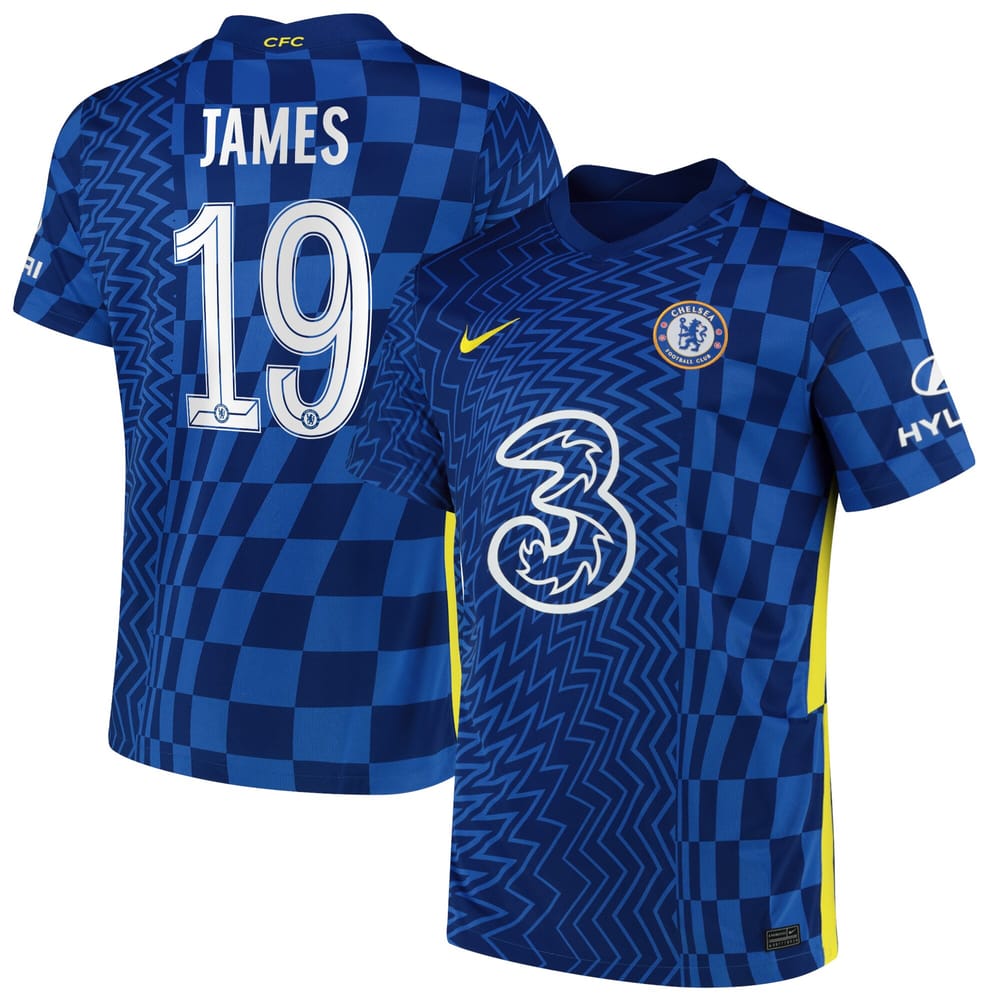 Premier League Chelsea Home Jersey Shirt 2021-22 player James 19 printing for Men