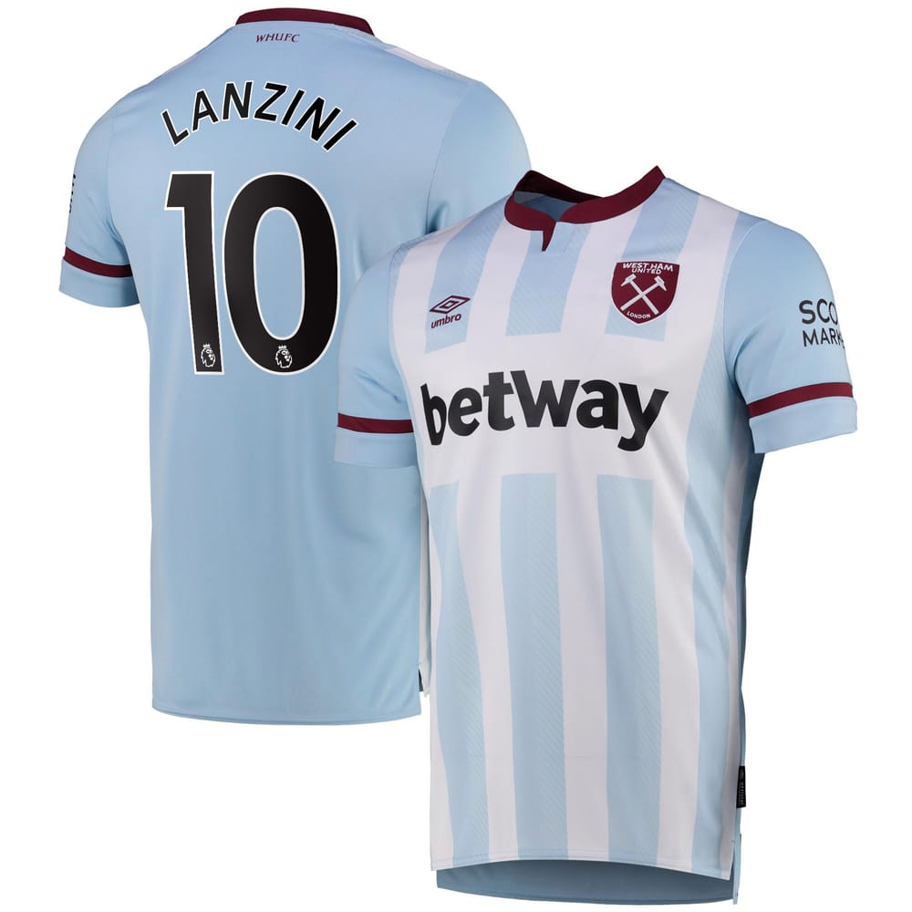 Premier League West Ham United Away Jersey Shirt 2021-22 player Lanzini 10 printing for Men