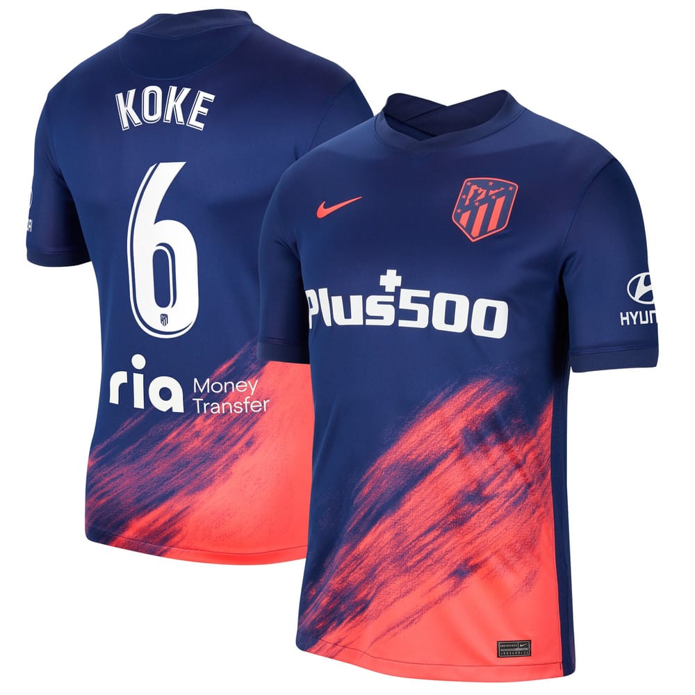 La Liga Atletico de Madrid Away Jersey Shirt 2021-22 player Koke 6 printing for Men