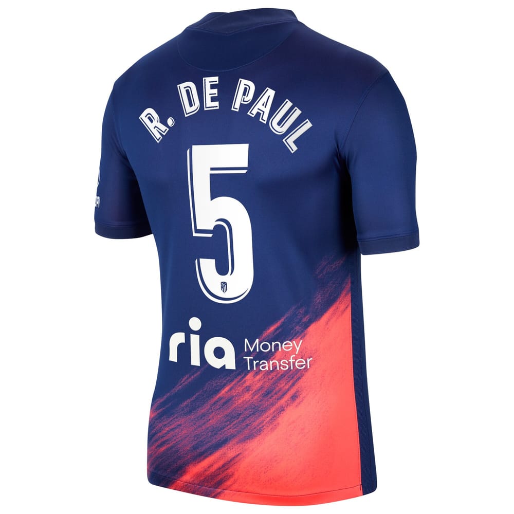 La Liga Atletico de Madrid Away Jersey Shirt 2021-22 player R. De Paul 5 printing for Men