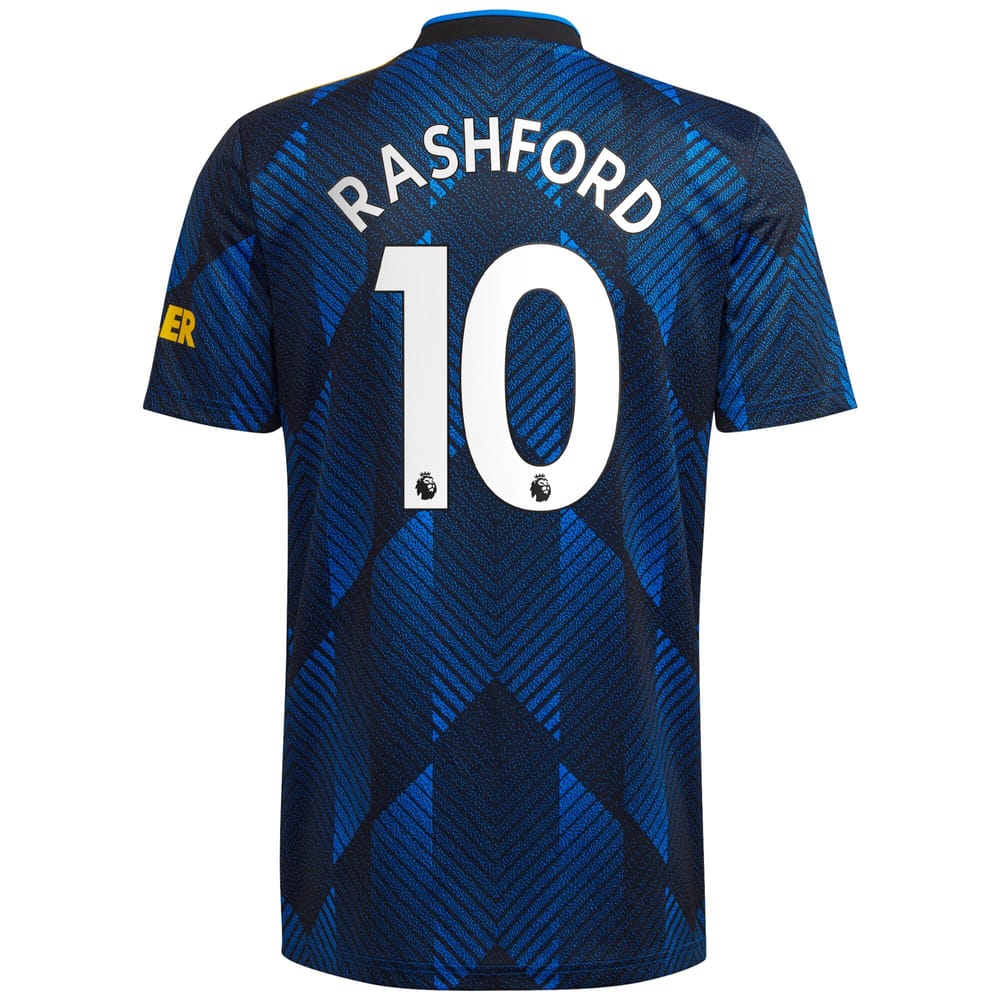 Premier League Manchester United Third Jersey Shirt 2021-22 player Rashford 10 printing for Men