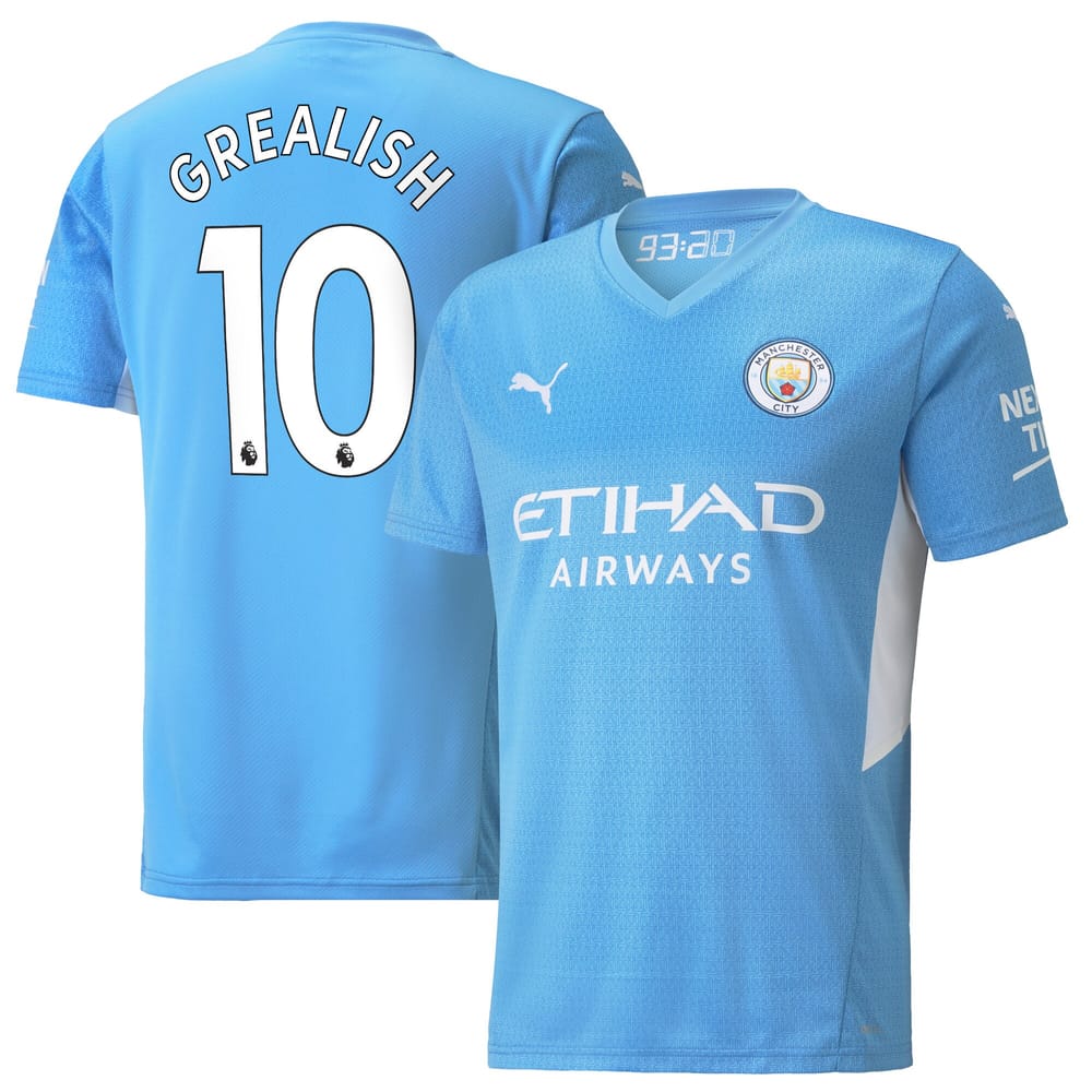 Premier League Manchester City Home Jersey Shirt 2021-22 player Grealish 10 printing for Men