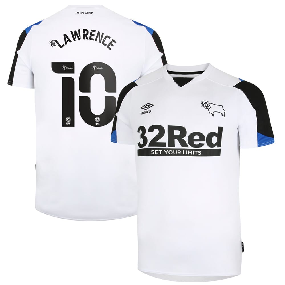 EFL League One Derby County Home Jersey Shirt 2021-22 player Lawrence 10 printing for Men
