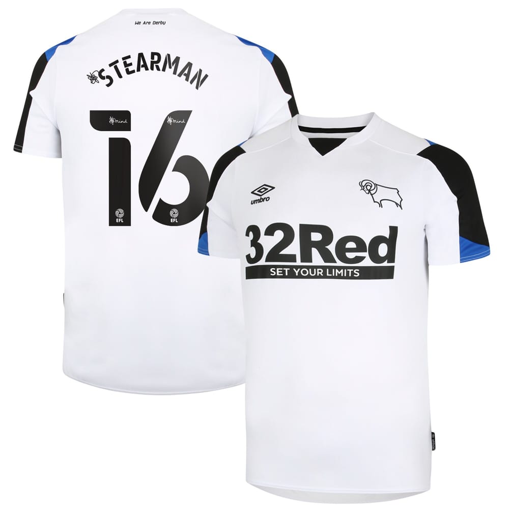 EFL League One Derby County Home Jersey Shirt 2021-22 player Stearman 16 printing for Men