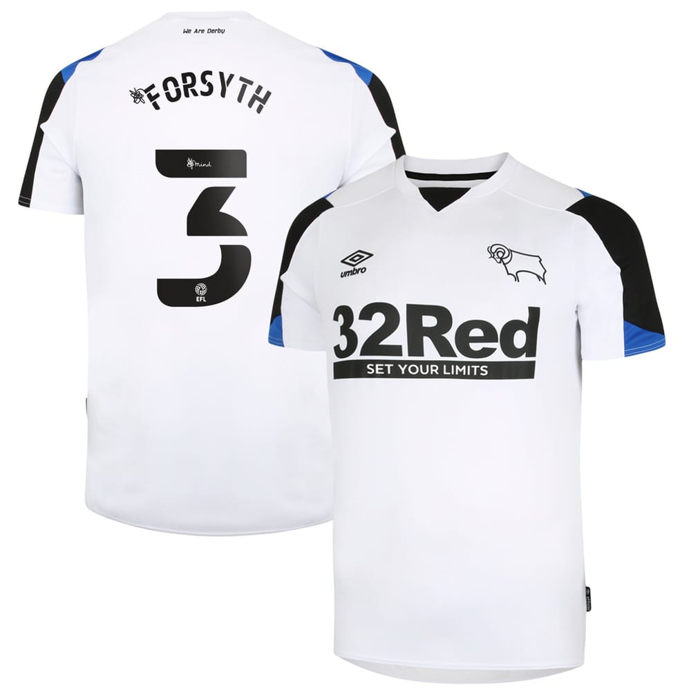 EFL League One Derby County Home Jersey Shirt 2021-22 player Forsyth 3 printing for Men